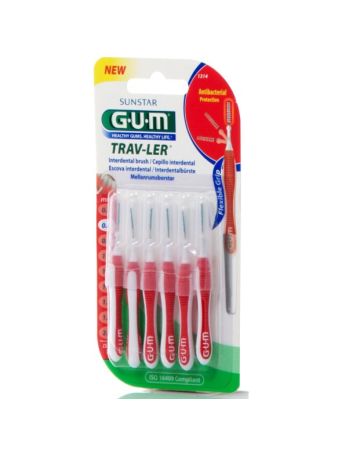 GUM Trav-ler Μεσοδόντια Βουρτσάκια 0.8mm Κόκκινα 6τμχ