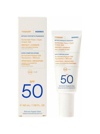 Korres Yoghurt Sunscreen Emulsion Face & Eyes Cream Gel SPF50 40ml