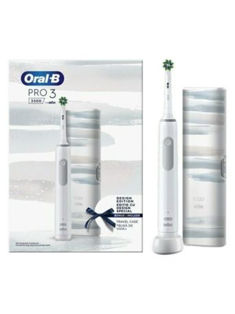 Oral-B Pro 3 3500 Ηλεκτρική Οδοντόβουρτσα με Αισθητήρα Πίεσης και Θήκη Ταξιδίου White Edition