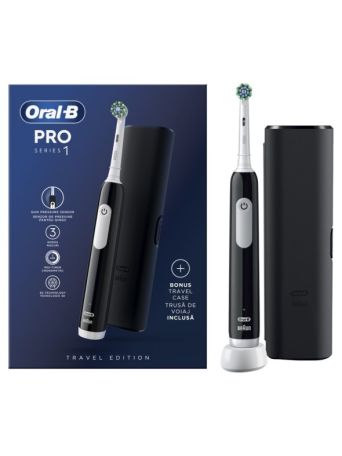 Oral-B Pro Series 1 Ηλεκτρική Οδοντόβουρτσα με Χρονομετρητή, Αισθητήρα Πίεσης και Θήκη Ταξιδίου Μαύρη