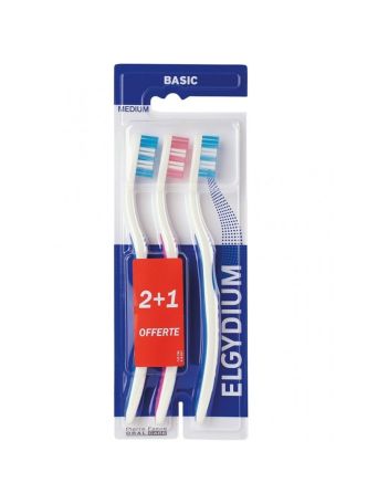 Elgydium Basic Οδοντόβουρτσα Medium 3τμχ
