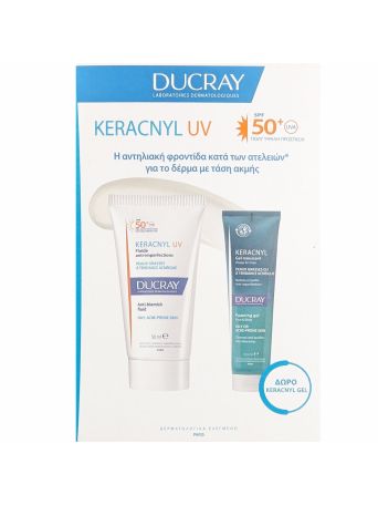 Ducray Promo Keracnyl Uv Anti-blemish Face Fluid Spf50+, 50ml & Δώρο Foaming Gel Face - Body 100ml