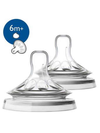 Philips Avent Θηλή Μαλακών Τροφών Natural 6m+ 2τμχ