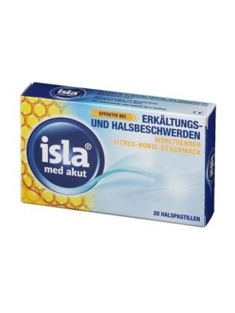 Isla Med Acute Throat Pastilles For Colds And Sore Throats (Citrus & Honey) 20 Παστίλιες