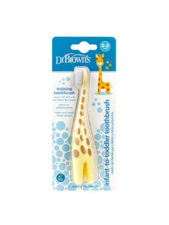 Dr. Brown's Βρεφική Οδοντόβουρτσα Καμηλοπάρδαλη Κίτρινο για 0m+