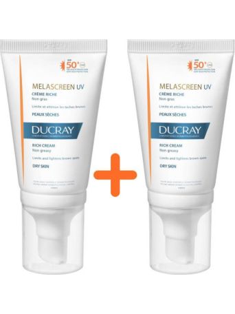 Ducray Melascreen UV Rich Cream Anti-Brown Spots Dry Skin Αντηλιακή Κρέμα Προσώπου SPF50 2x50ml