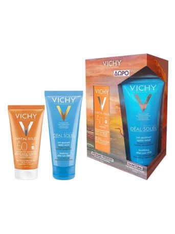 Vichy PROMO PACK Capital Soleil Dry Touch Αντηλιακό Προσώπου Ματ SPF50 50ml & Ενυδατικό Γαλάκτωμα Για Μετά Τον Ήλιο 100ml
