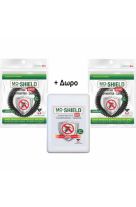 Menarini Mo-Shield Εντομοαπωθητικά Βραχιόλια για Παιδιά Μαύρα 2τμχ & Απωθητικό Υγρό για Κουνούπια & Σκνίπες 17ml