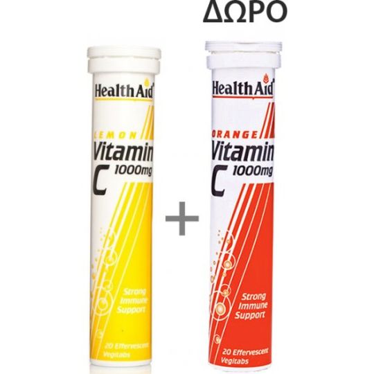 Health Aid Vitamin C Lemon + Vitamin C Orange 1000mg 40 αναβράζοντα δισκία Λεμόνι
