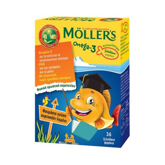 Moller's Omega 3 για Παιδιά 36 ζελεδάκια Πορτοκάλι Λεμόνι