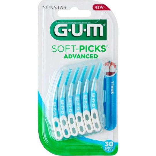 GUM Soft-Picks Advanced Μεσοδόντιες Οδοντογλυφίδες Small Γαλάζιες 30τμχ