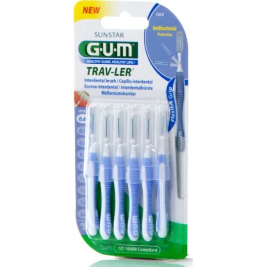 GUM Trav-ler Μεσοδόντια Βουρτσάκια 0.6mm Μπλε 6τμχ