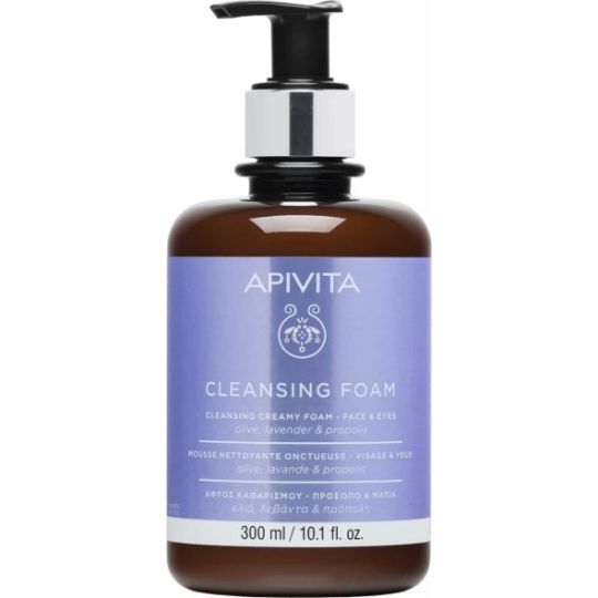 Apivita Αφρός Καθαρισμού Cleansing Creamy Προσώπου & Ματιών με Ελιά, Λεβάντα & Πρόπολη 300ml