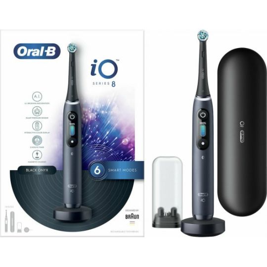 Oral-B iO Series 8 Ηλεκτρική Οδοντόβουρτσα με Χρονομετρητή και Αισθητήρα Πίεσης Black Onyx