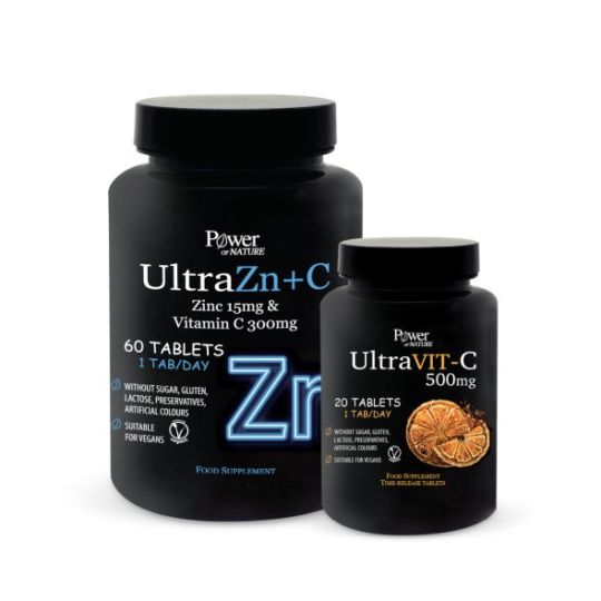 Power Of Nature Ultra Zn + C 300mg & Ultra Vit-C 500mg 20 ταμπλέτες 80 ταμπλέτες