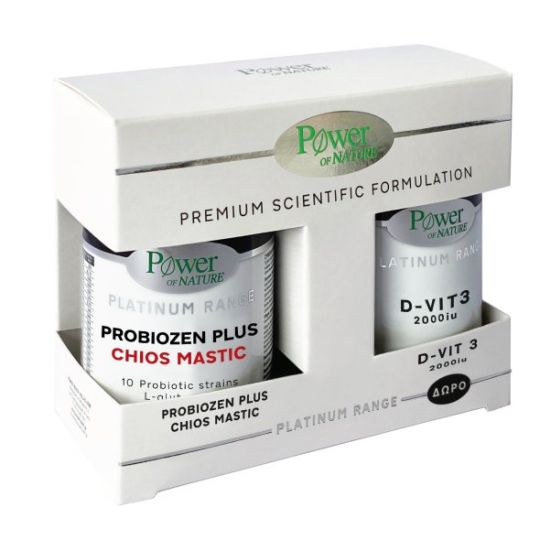 Power Of Nature Premium Scientific Formulation με Προβιοτικά και Πρεβιοτικά Probiozen Plus Chios Mastic 15 ταμπλέτες & D-Vit 3 2000IU 20 ταμπλέτες