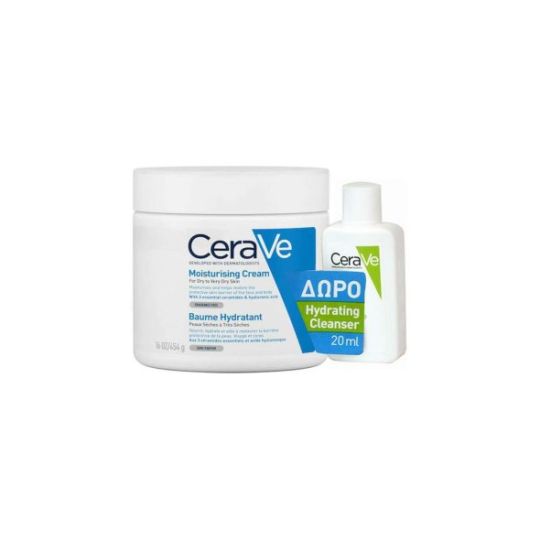CeraVe Promo Moisturising Face - Body Cream for Dry to Very Dry Skin 454gr & Δώρο Hydrating Face - Body Cleanser 20gr