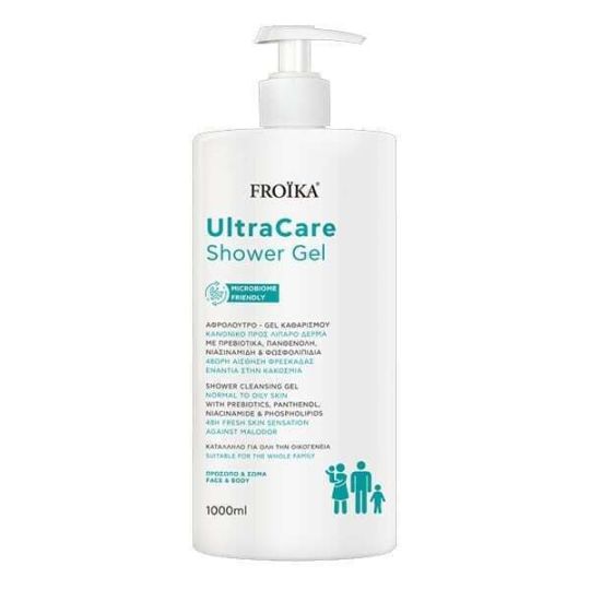 Froika Ultra Care Shower Gel 1000ml Face & Body Αφρόλουτρο Gel Καθαρισμού 48η Αίσθηση Φρεσκάδας