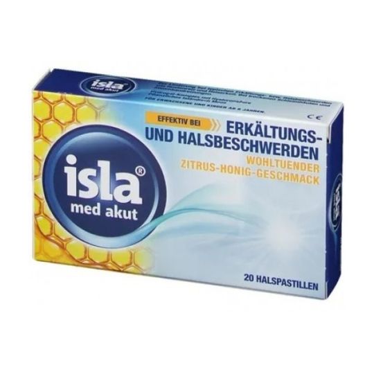 Isla Med Acute Throat Pastilles For Colds And Sore Throats (Citrus & Honey) 20 Παστίλιες