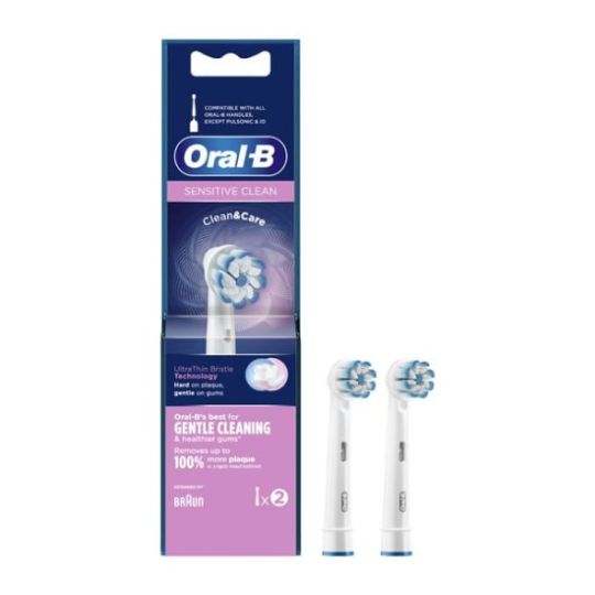Oral-B Sensitive Clean Clean&Care Ανταλλακτικές Κεφαλές για Ηλεκτρική Οδοντόβουρτσα 2τμχ