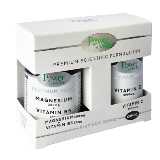 Power Of Nature Nature Vitamin Platinum Range Magnesium 350mg + Vitamin B6 12mg 30 κάψουλες & Vitamin C 1000mg 20 ταμπλέτες