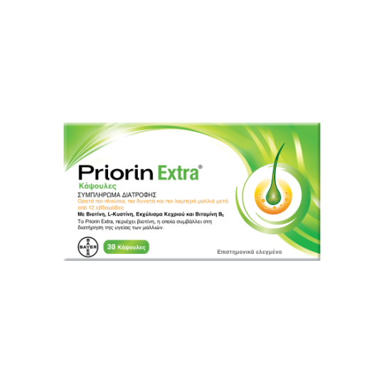 PRIORIN EXTRA 30 CAPS NEWPriorin® Extra - Συμπλήρωμα Διατροφής για την Υγεία των Μαλλιών - Ορατά πιο Πλούσια Δυνατά & Λαμπερά Μαλλιά σε 12 Εβδομάδες- 30 Κάψουλες