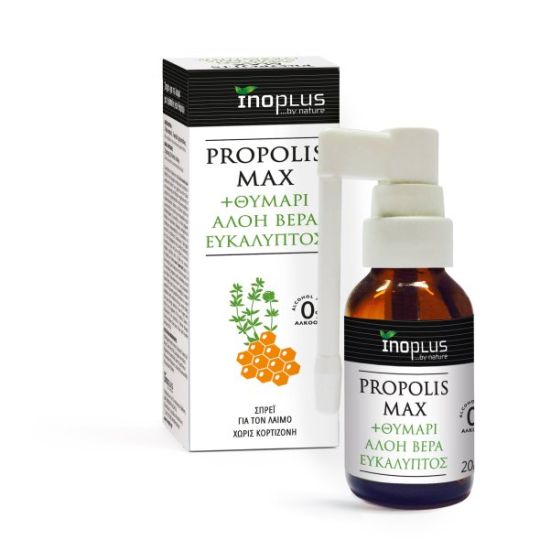 InoPlus Propolis Max Spray με Πρόπολή & Θυμάρι για Πονόλαιμο, Βήχα & Βραχνάδα, 20ml Non Alcohol