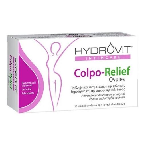Hydrovit Colpo-Relief, Κολπικά Υπόθετα Για Πρόληψη & Αντιμετώπιση Της Κολπικής Ξηρότητας 10x2g.