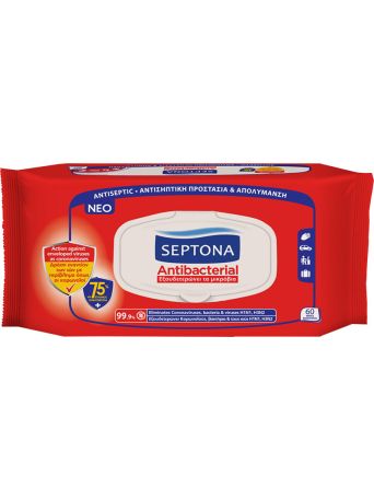 SEPTONA ANTIBACTERIAL REFRESH 75% ETHANOL 60ΤΜΧ 