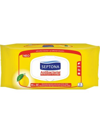 SEPTONA ANTIBACTERIAL WET WIPES LEMON 60PCS