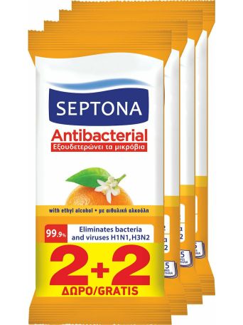 SEPTONA ANTIBACTERIAL WET WIPES ORANGE 15PCS 2+2 PROMO