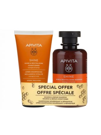 APIVITA SHINE AND REVITALIZING ORANGE AND HONEY SHAMPOO 250ML PR(+CONDITIONER 150ML)