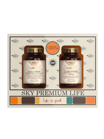 SKY PREMIUM Promo King Eros 500mg για την Σεξουαλική Υγεία του Άνδρα 60 Kάψουλες & L-Arginine 500mg 60 Kάψουλες