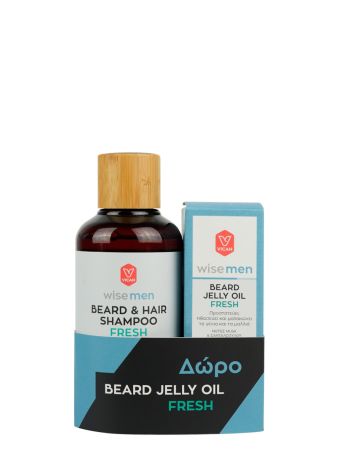 WISE MEN BEARD + HAIR SHAMPOO FRESH 200ML + WISE MEN JELLY OIL FRESH ΔΩΡΟ