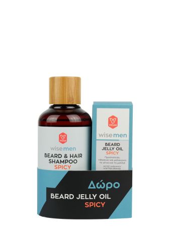WISE MEN BEARD + HAIR SHAMPOO SPICY 200ML + WISE MEN JELLY OIL SPICY ΔΩΡΟ