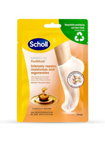Scholl PediMask Μάσκα Ποδιών Για Ενυδάτωση & Αναγέννηση Δέρματος Με Μέλι Manuka 1 ζευγάρι