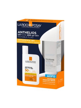 La Roche Posay Promo Anthelios UVMune 400 Spf50+ Invisible Fluid 50ml & Δώρο Toleriane Sensitive Moisturiser Cream 15ml