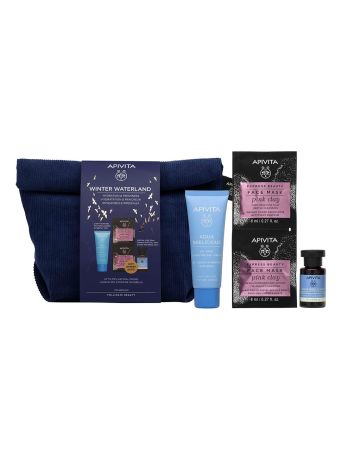 Apivita – Promo Winter Waterland Aqua Beelicious Oil-Free Κρέμα-Gel Ενυδάτωσης Πλούσιας Υφής & Λοσιόν Ενυδάτωσης Κατά των Ατελειών 20ml & Μάσκα Προσώπου Ροζ Άργιλος 2x8ml