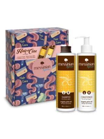 MESSINIAN SPA VINTAGE BOX HAIR CARE Μαλακτική κρέμα μαλλιών - Σιτάρι & Μέλι 300ml &  Σαμπουάν (για όλους τους τύπους μαλλιών) Σιτάρι & Μέλι 300ml