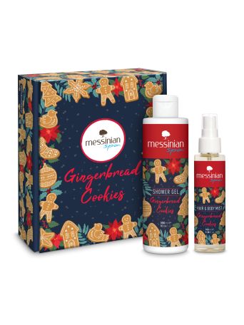 MESSINIAN SPA GINGERBREAD COOKIES BOX 3 HAIR & BODY MIST 100ml & SHOWER GEL 300ml