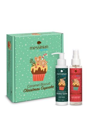 MESSINIAN SPA CHRISTMAS CUPCAKE BOX 2 BODY MILK & HAIR & BODY MIST 2x100ml