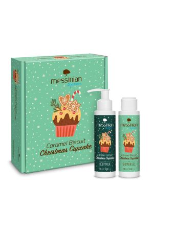 MESSINIAN SPA CRISTMAS CUPCAKE BOX 1 SHOWER GEL & BODY MILK 2x100ml