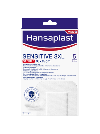 Hansaplast Sensitive 3XL Αυτοκόλλητες γάζες10 x 15cm 5 τεμάχια