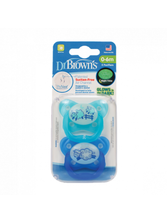 Dr. Brown's PreVent Contoured Glow-in-the-Dark Blue 0-6m 2τμχ