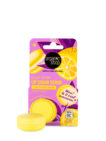 ORGANIC SHOP LEMON MACARON LIP SUGAR SCRUB. 10 ML