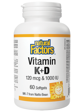 NATURAL FACTORS VITAMIN K2 + D3 120ΜG / 1000IU. 60 ΜΑΛΑΚΈΣ ΚΆΨΟΥΛΕΣ