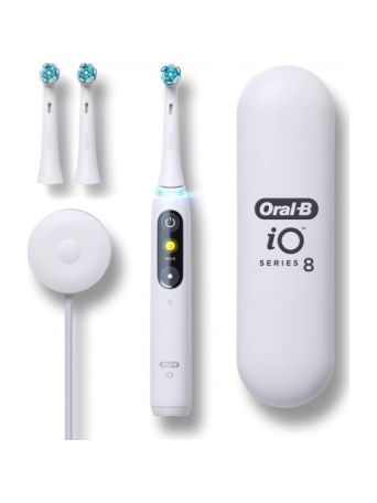 Oral-B iO Series 8 Ηλεκτρική Οδοντόβουρτσα με Χρονομετρητή και Αισθητήρα Πίεσης White Alabaster