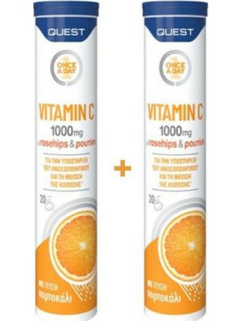 Quest Vitamin C With Rosehips & Rutin Βιταμίνη για Ενέργεια & Ανοσοποιητικό 1000mg Πορτοκάλι 40 αναβράζοντα δισκία