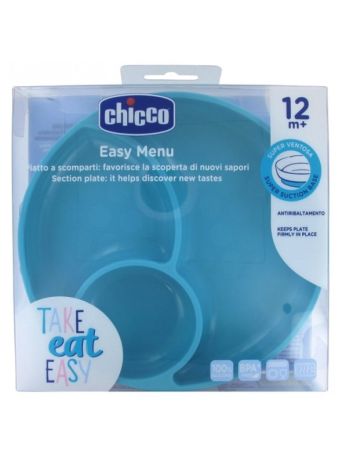 Chicco Παιδικό Πιάτο Φαγητού από Σιλικόνη Take Eat Easy Μπλε