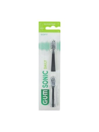 GUM Sonic Daily Soft 4110 Ανταλλακτικές Κεφαλές για Ηλεκτρική Οδοντόβουρτσα Μαύρο 2τμχ